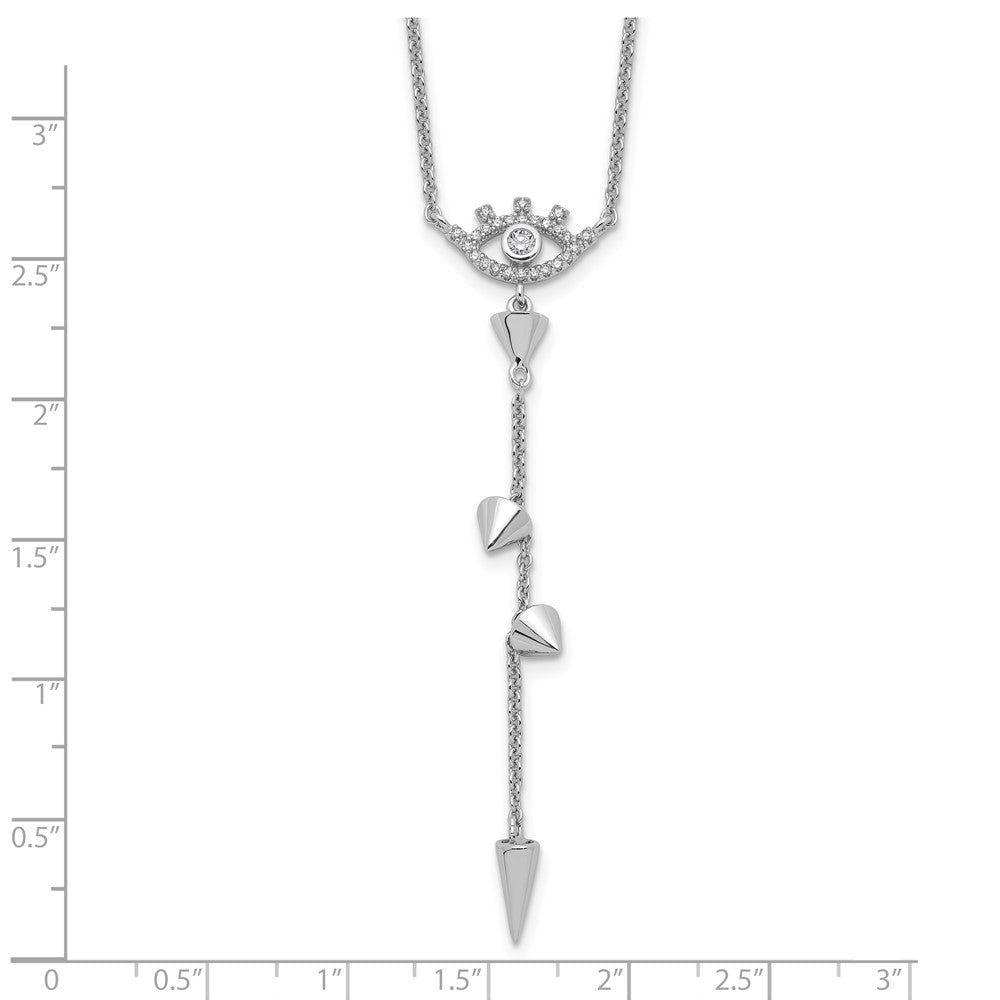 Fire Sterling Silver Rhodium-Plated Evil Eye CZ 18in w/2in Ext Necklac