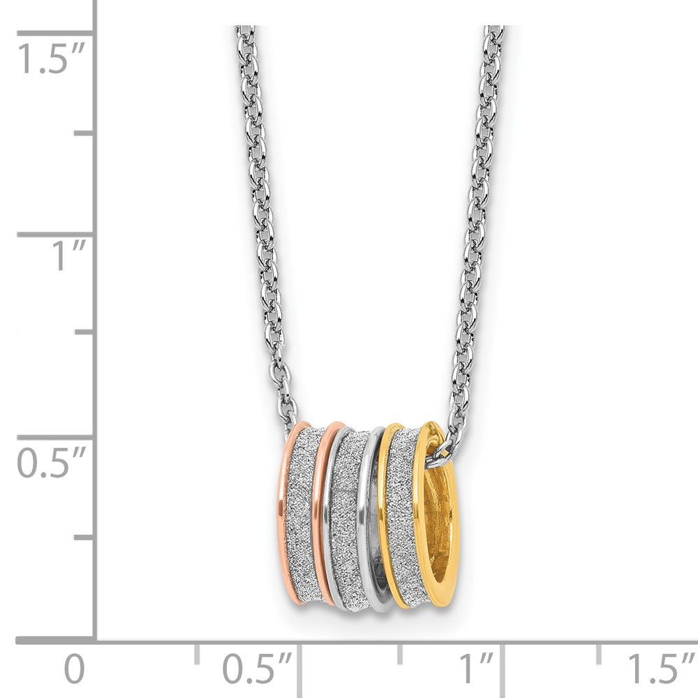 Sterling Silver Rhodium Plated Yell/rose-Tone Glitter Fabric w/2in Ext Necklace