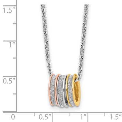 Sterling Silver Rhodium Plated Yell/rose-Tone Glitter Fabric w/2in Ext Necklace