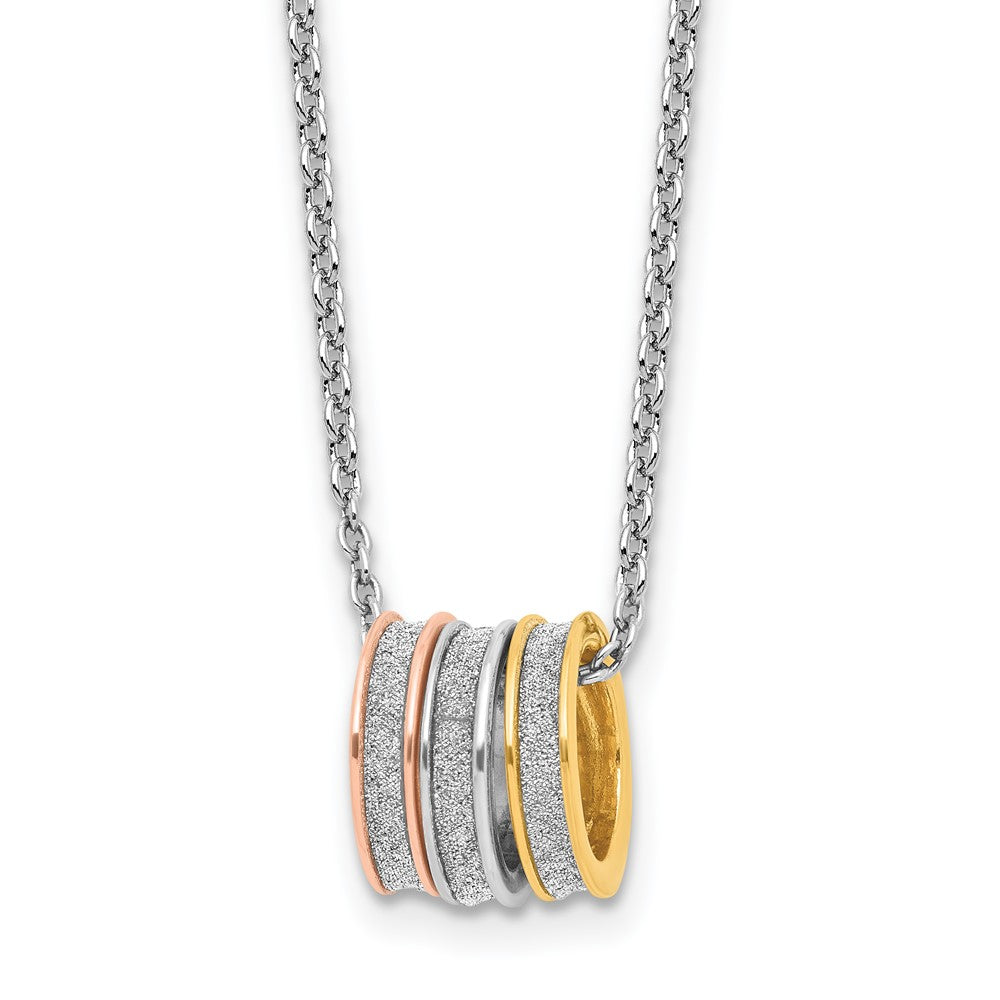 Sterling Silver Rhodium Plated Yell/rose-Tone Glitter Fabric w/2in Ext Necklace