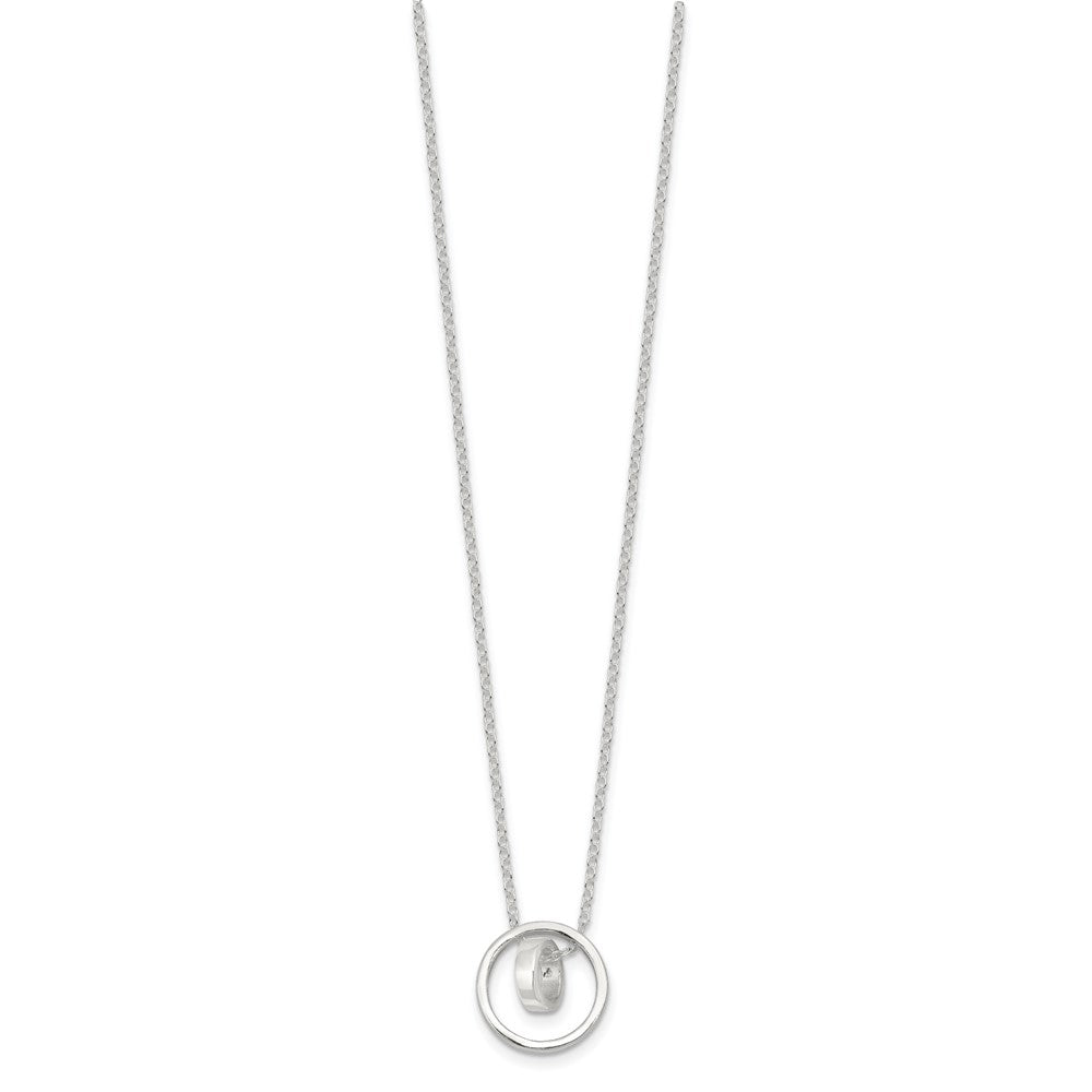 Sterling Silver E-Coating Double Circle 16in w/2in Ext Necklace