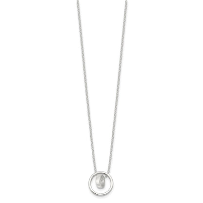 Sterling Silver E-Coating Double Circle 16in w/2in Ext Necklace