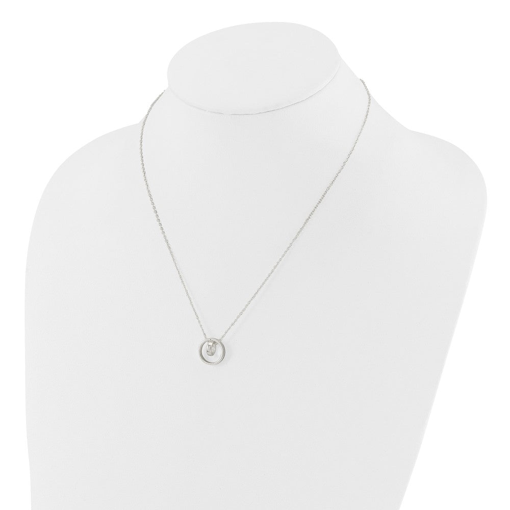 Sterling Silver E-Coating Double Circle 16in w/2in Ext Necklace
