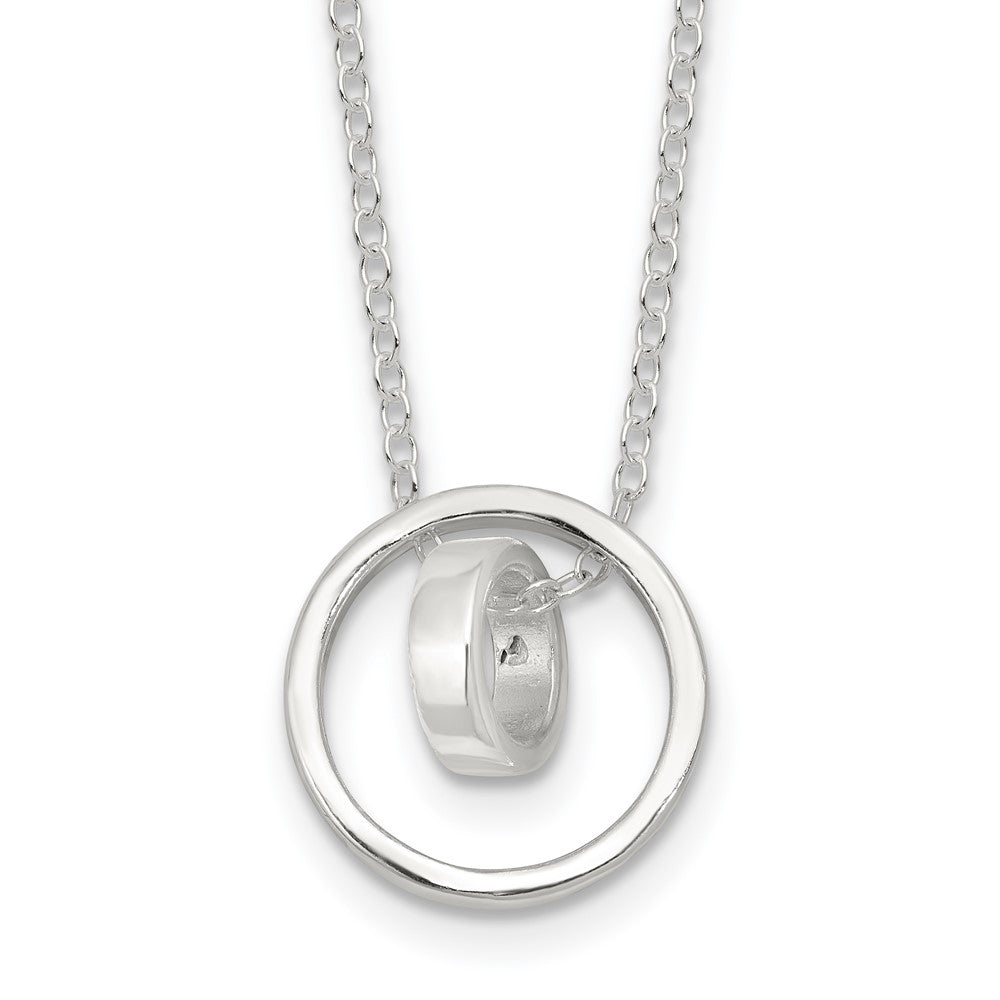 Sterling Silver E-Coating Double Circle 16in w/2in Ext Necklace
