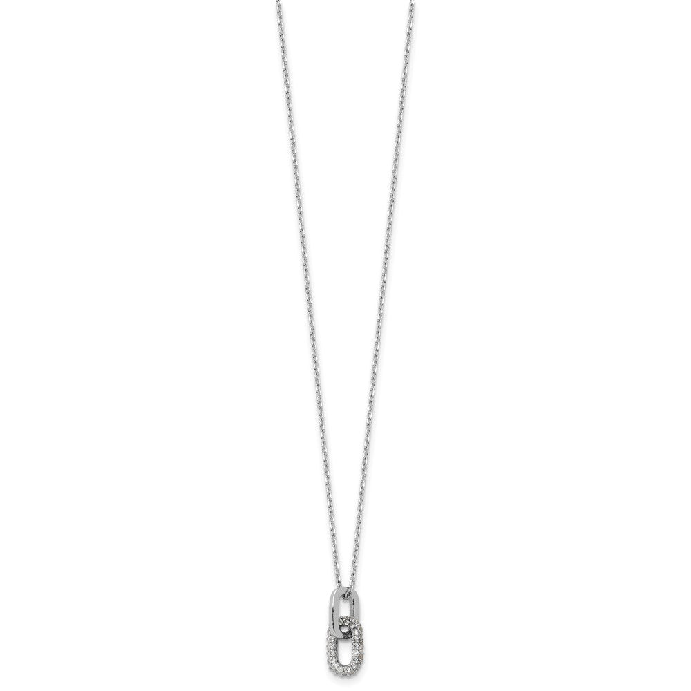 Sterling Silver Rhodium-Plated with Micro Pave CZ 16in w/2in Ext Necklace