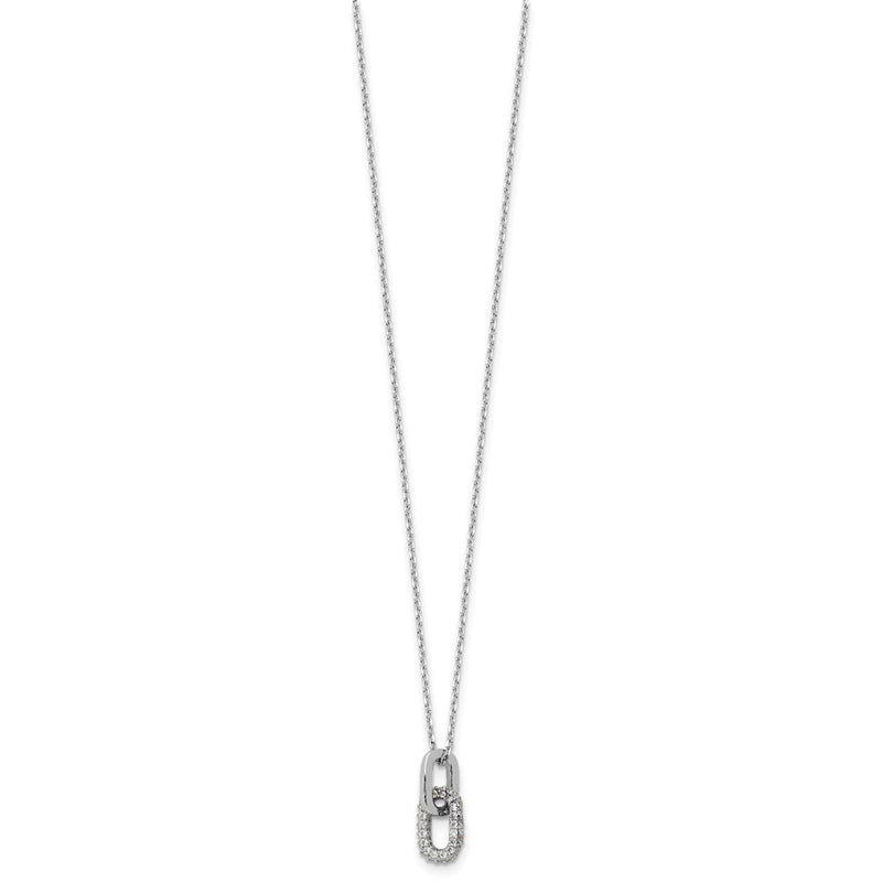 Sterling Silver Rhodium-Plated with Micro Pave CZ 16in w/2in Ext Necklace