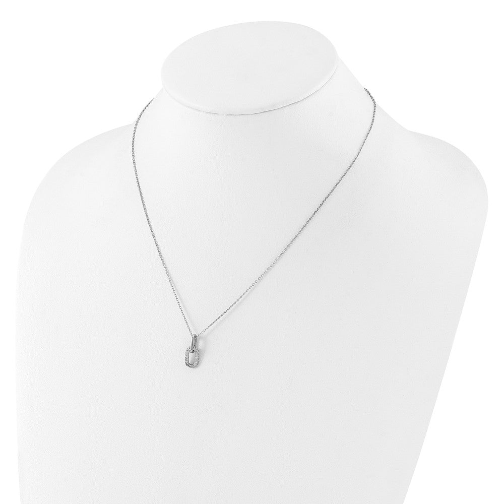 Sterling Silver Rhodium-Plated with Micro Pave CZ 16in w/2in Ext Necklace