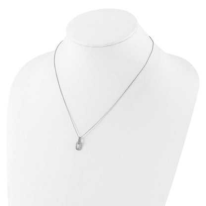 Sterling Silver Rhodium-Plated with Micro Pave CZ 16in w/2in Ext Necklace