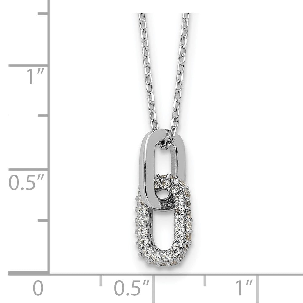 Sterling Silver Rhodium-Plated with Micro Pave CZ 16in w/2in Ext Necklace
