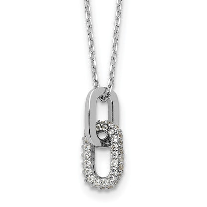 Sterling Silver Rhodium-Plated with Micro Pave CZ 16in w/2in Ext Necklace