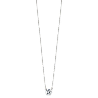 Sterling Silver Rhodium-Plated Polished Round 8mm CZ Necklace