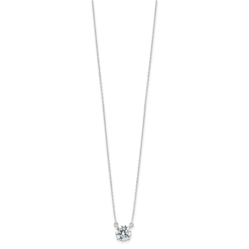 Sterling Silver Rhodium-Plated Polished Round 8mm CZ Necklace