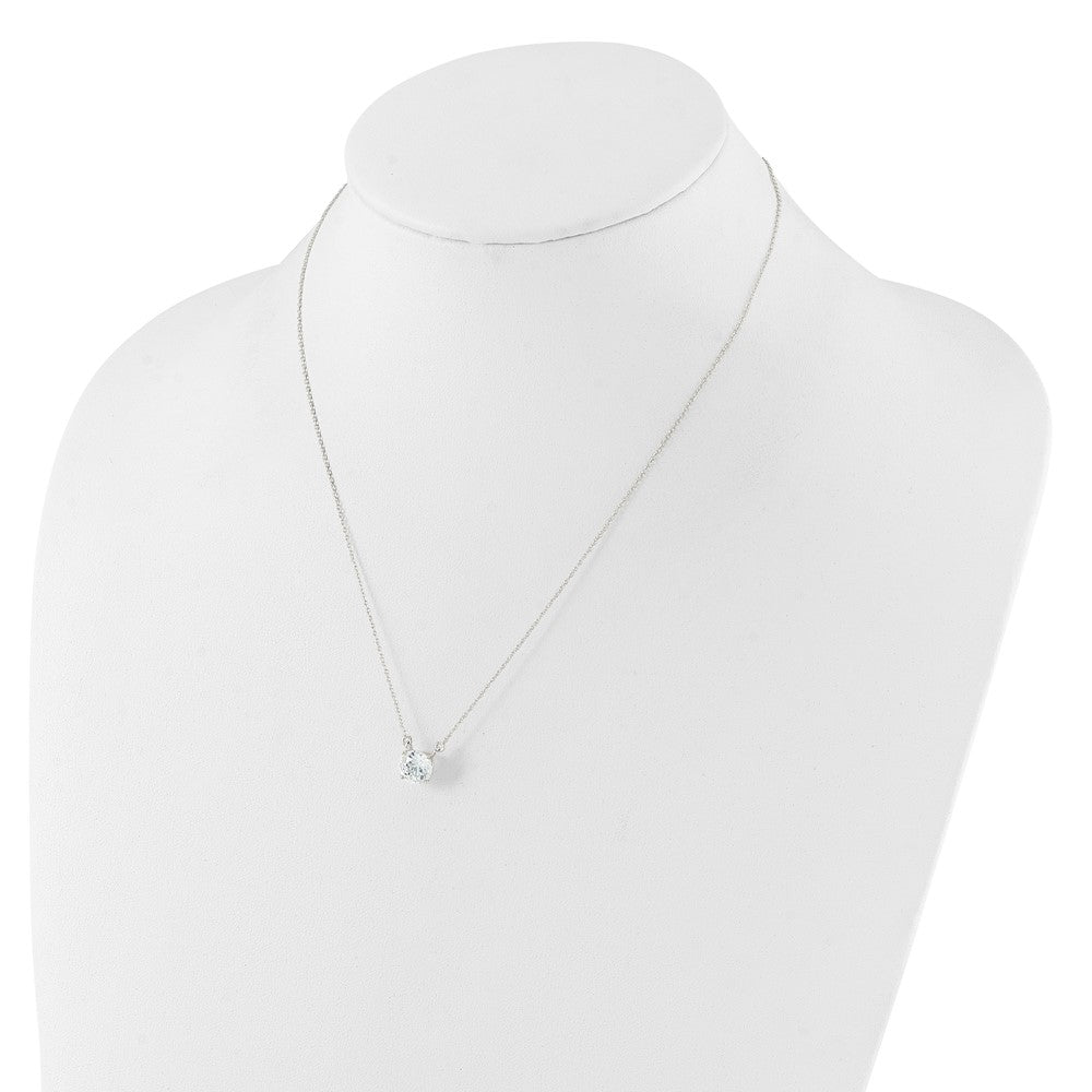 Sterling Silver Rhodium-Plated Polished Round 8mm CZ Necklace