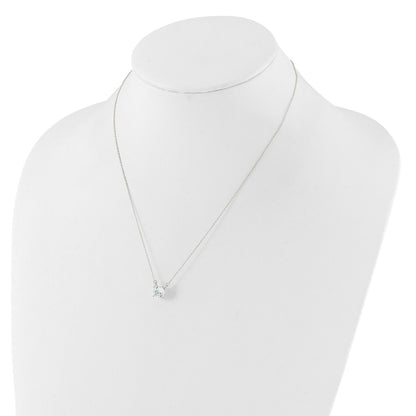 Sterling Silver Rhodium-Plated Polished Round 8mm CZ Necklace