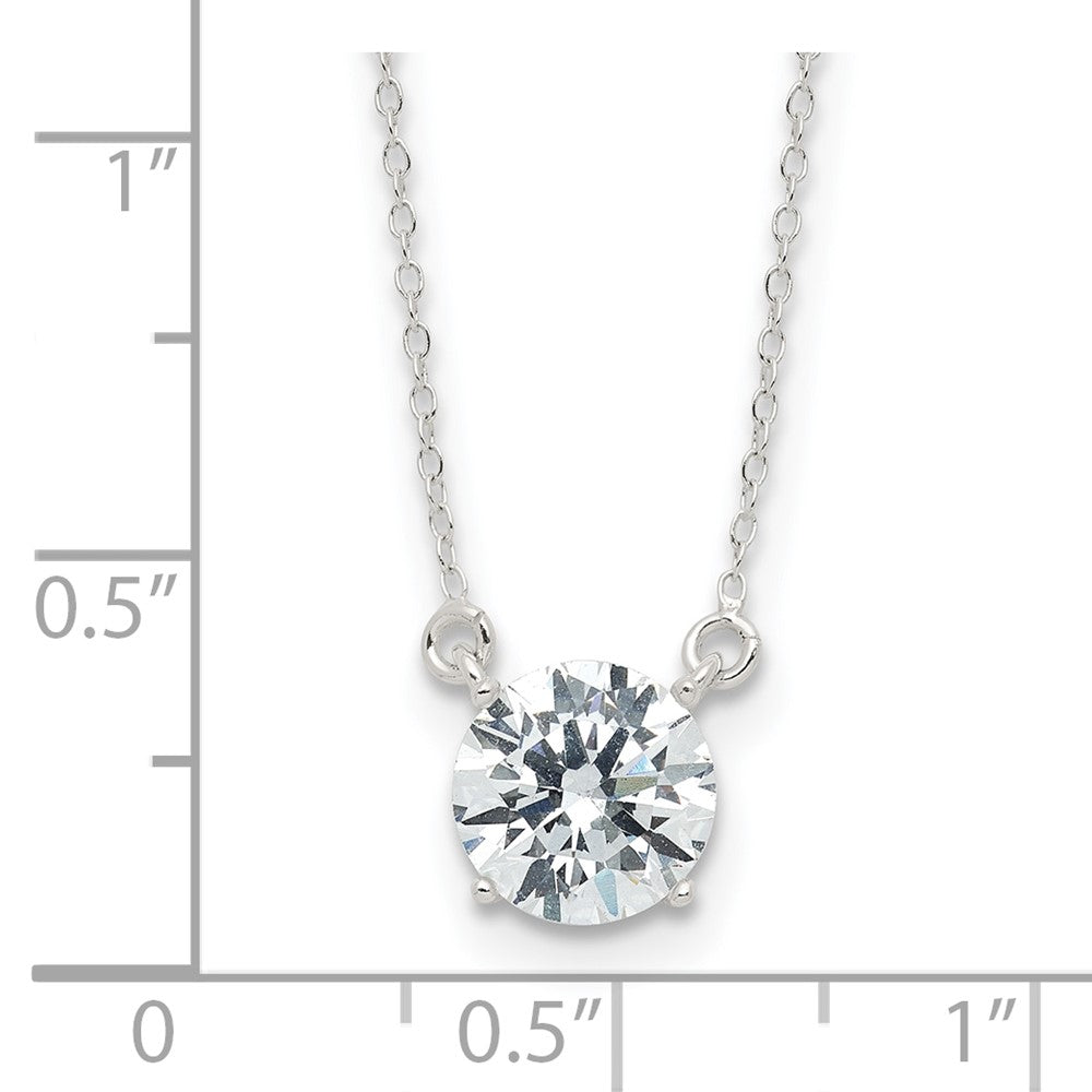 Sterling Silver Rhodium-Plated Polished Round 8mm CZ Necklace