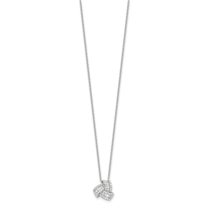 Sterling Silver Rhodium-Plated CZ Love Knot 18in Necklace