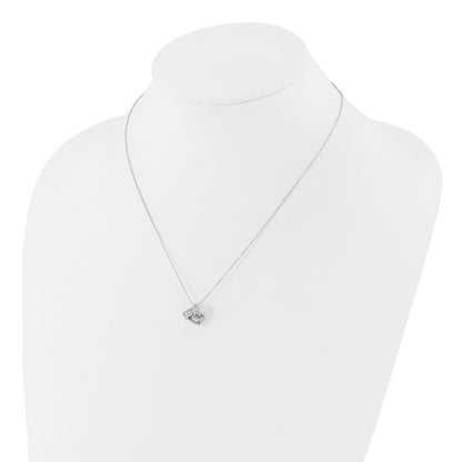 Sterling Silver Rhodium-Plated CZ Love Knot 18in Necklace