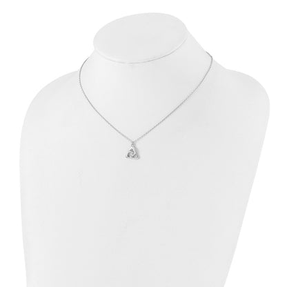 Sterling Silver Rhodium-Plated Celtic Triangle CZ 16in w/2 in Ext Necklace