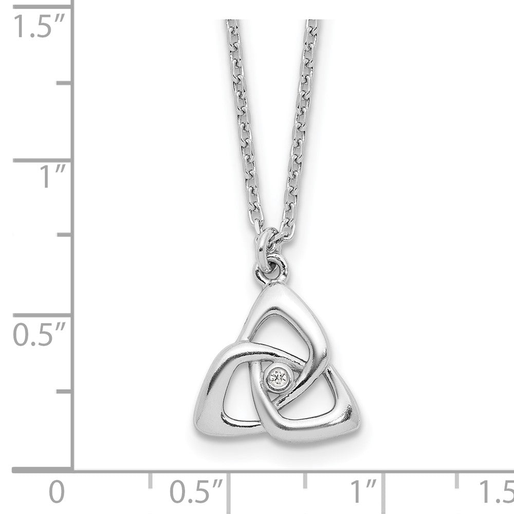 Sterling Silver Rhodium-Plated Celtic Triangle CZ 16in w/2 in Ext Necklace