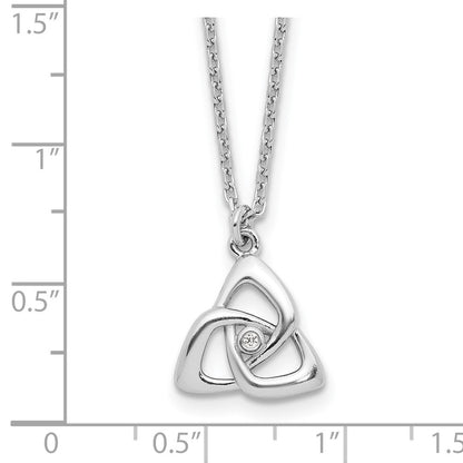 Sterling Silver Rhodium-Plated Celtic Triangle CZ 16in w/2 in Ext Necklace