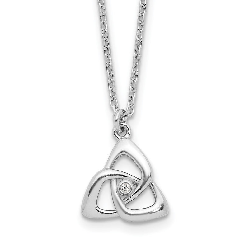 Sterling Silver Rhodium-Plated Celtic Triangle CZ 16in w/2 in Ext Necklace