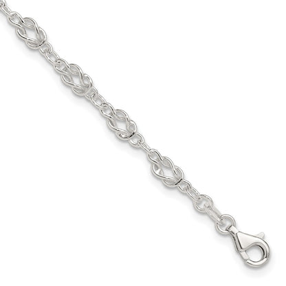 Sterling Silver 10Inch Solid Polished Fancy Knot-Link Anklet