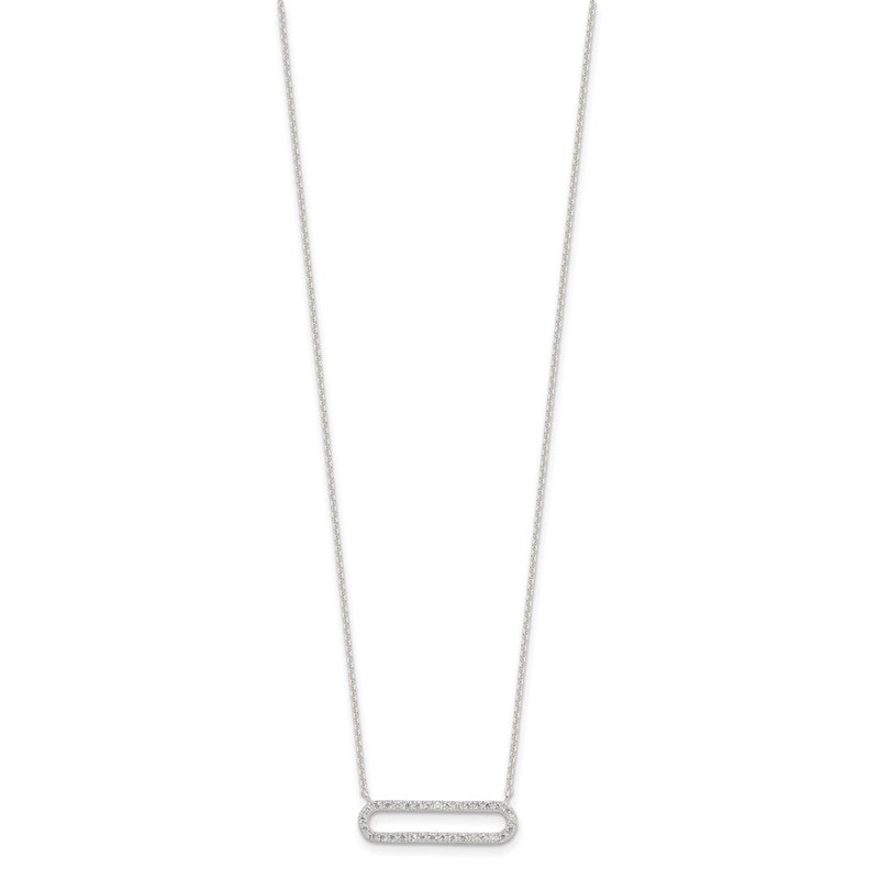 Sterling Silver E-Coated CZ 18.25in w/2in Ext Necklace
