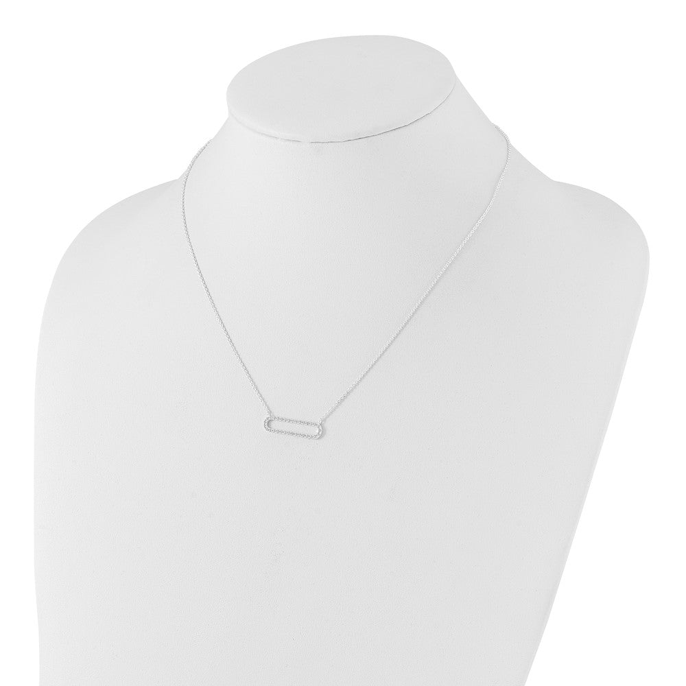 Sterling Silver E-Coated CZ 18.25in w/2in Ext Necklace