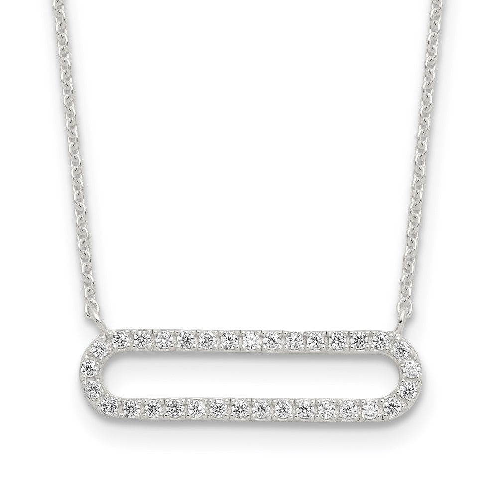 Sterling Silver E-Coated CZ 18.25in w/2in Ext Necklace