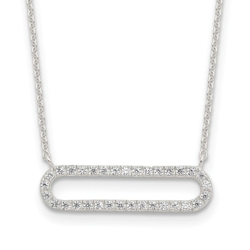 Sterling Silver E-Coated CZ 18.25in w/2in Ext Necklace