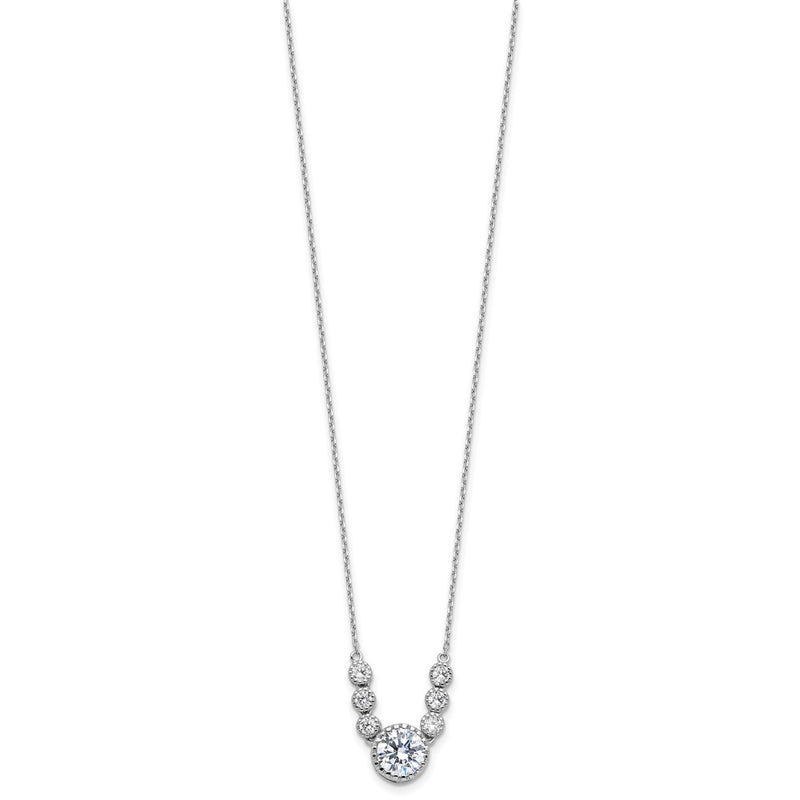 Sterling Silver Rhodium-Plated with CZ 16in w/2in Ext Necklace