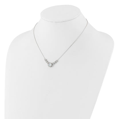 Sterling Silver Rhodium-Plated with CZ 16in w/2in Ext Necklace