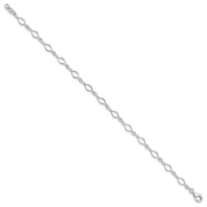 Sterling Silver 9Inch Solid Polished Fancy Link Anklet