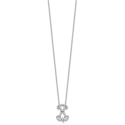 Sterling Silver Rhodium-Plated CZ Dog w/2IN Ext Necklace