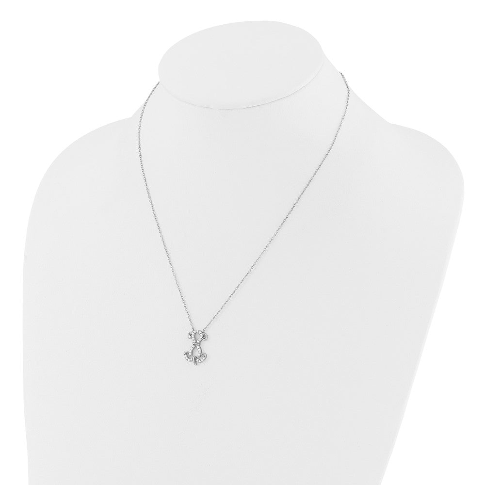 Sterling Silver Rhodium-Plated CZ Dog w/2IN Ext Necklace