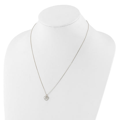 Sterling Silver Rhodium Plated Mop/cz Paw w/2IN Ext Necklace