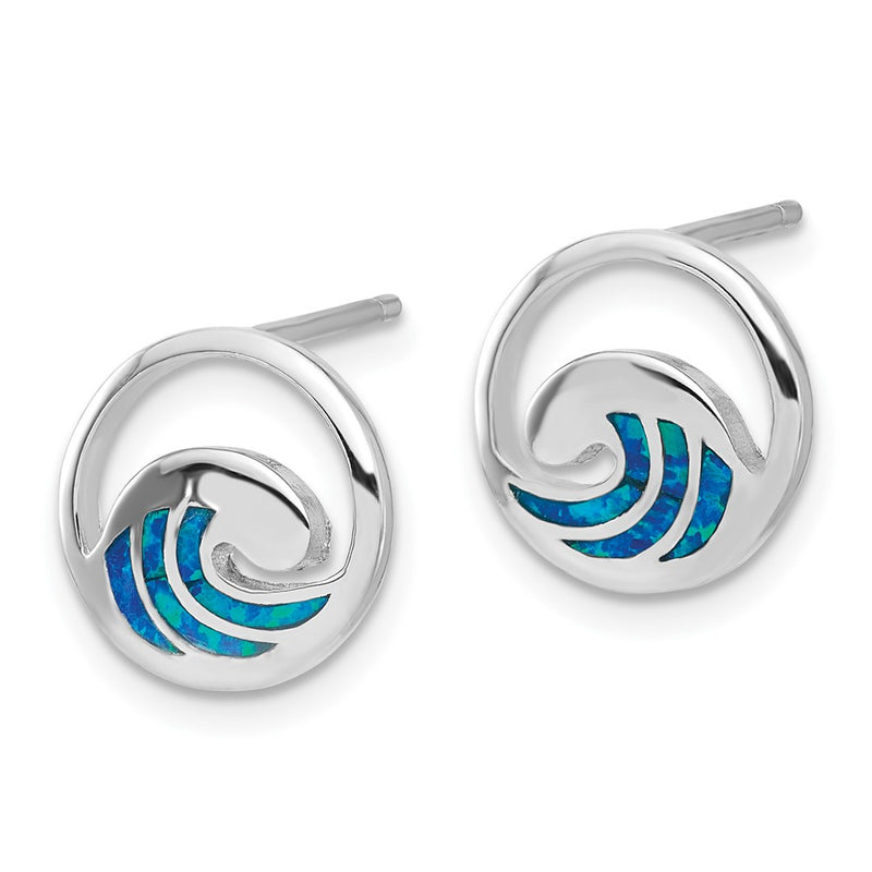 Sterling Silver Rh-Pl Cr.opal Wave 16in Necklace w/2in Ext/earring Set
