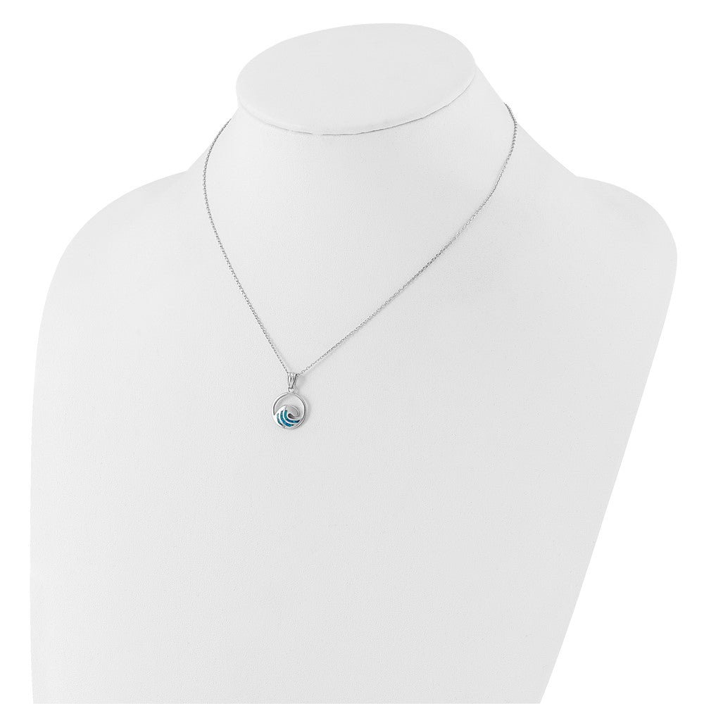 Sterling Silver Rh-Pl Cr.opal Wave 16in Necklace w/2in Ext/earring Set