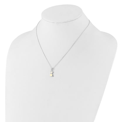 Sterling Silver Rh-Pl Cr.opal Cat 16in Necklace w/1.75 Ext/earring Set
