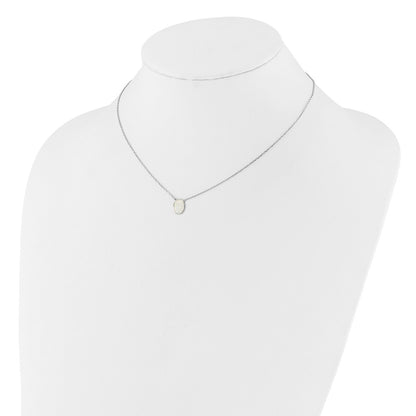 Sterling Silver Rh-Pl Created Opal OvaL16in Necklace w/1.75 Ext/earring Set