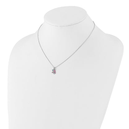 Sterling Silver Rhodium Plated Multi-Color Enamel Mermaid Children's Necklace
