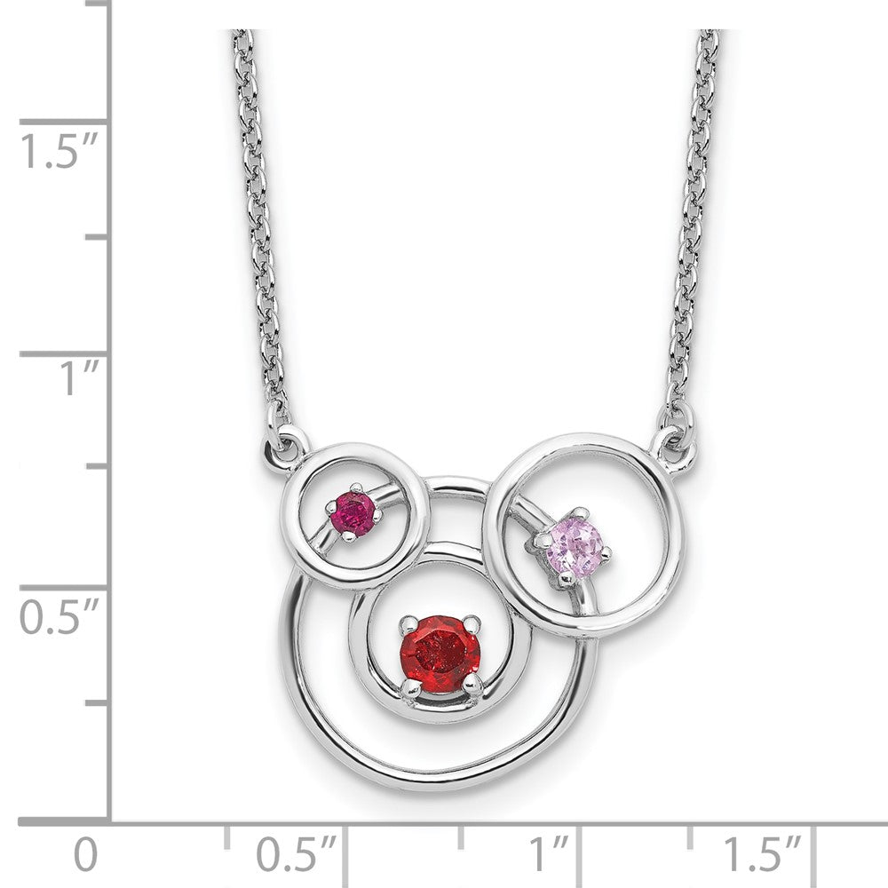 Sterling Silver Rhod-Pltd Amethyst Garnet Pk.tourmaline w/2in Ext Necklace