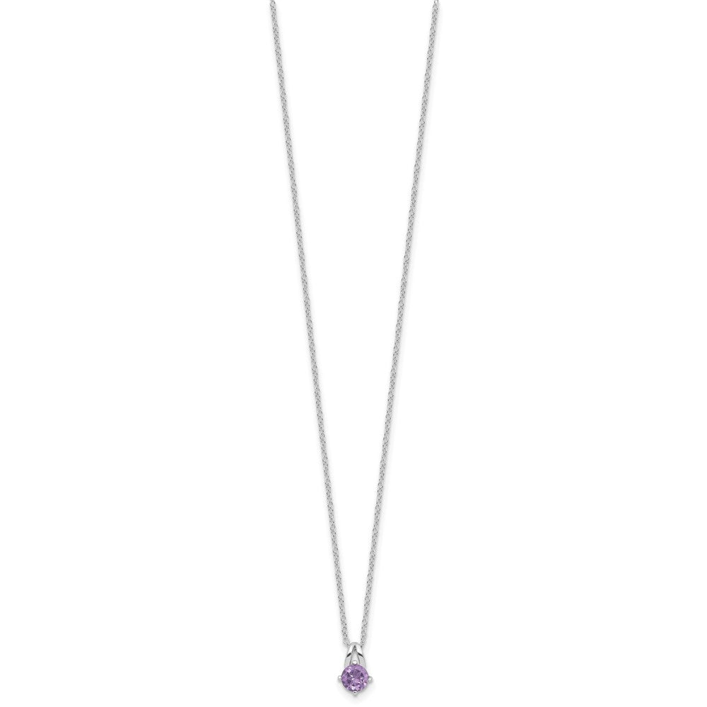 Sterling Silver Rhodium-Plated .45AM Amethyst 16in w/2in Ext Necklace