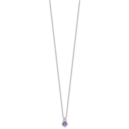Sterling Silver Rhodium-Plated .45AM Amethyst 16in w/2in Ext Necklace