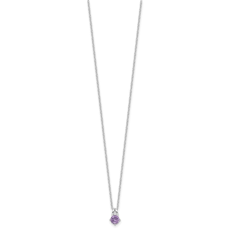 Sterling Silver Rhodium-Plated .45AM Amethyst 16in w/2in Ext Necklace
