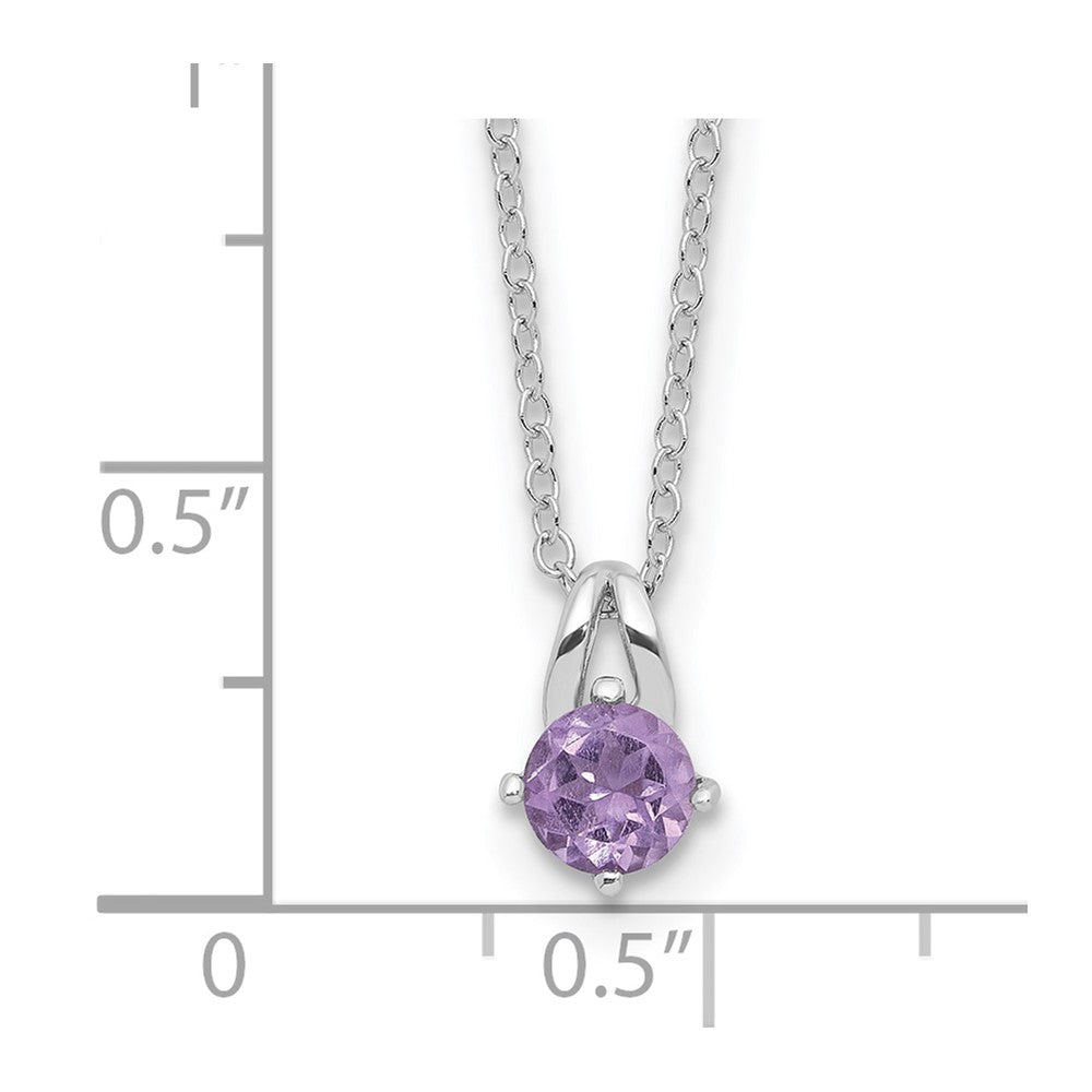 Sterling Silver Rhodium-Plated .45AM Amethyst 16in w/2in Ext Necklace
