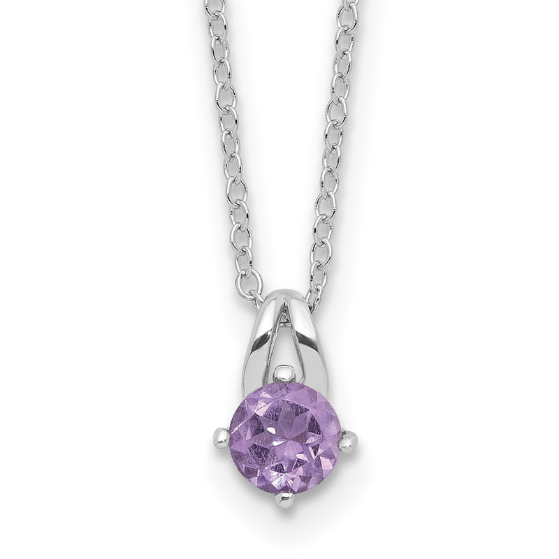 Sterling Silver Rhodium-Plated .45AM Amethyst 16in w/2in Ext Necklace