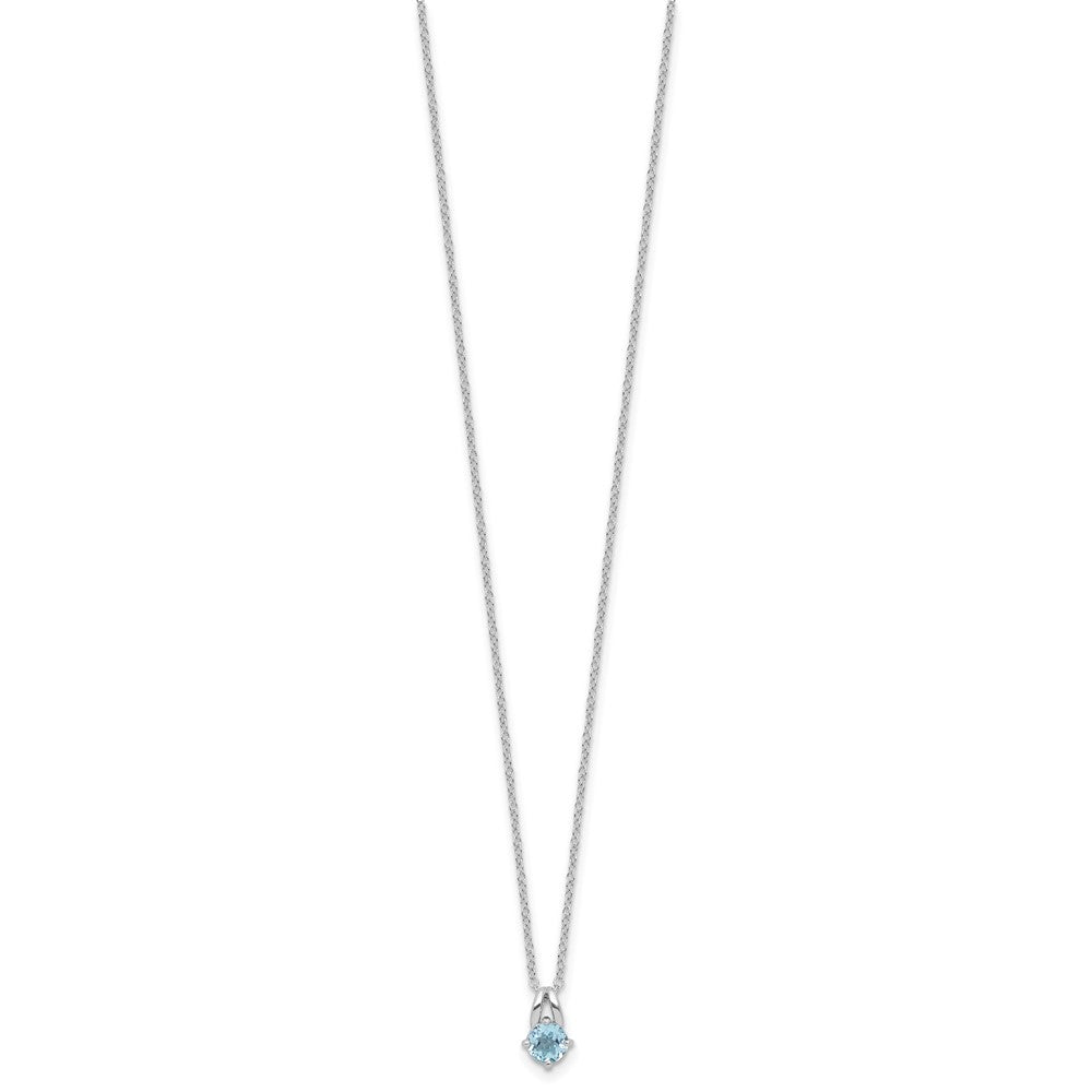 Sterling Silver Rhodium-Plated .59BT Blue Topaz 16in w/2in Ext Necklace