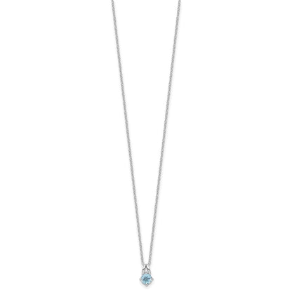 Sterling Silver Rhodium-Plated .59BT Blue Topaz 16in w/2in Ext Necklace
