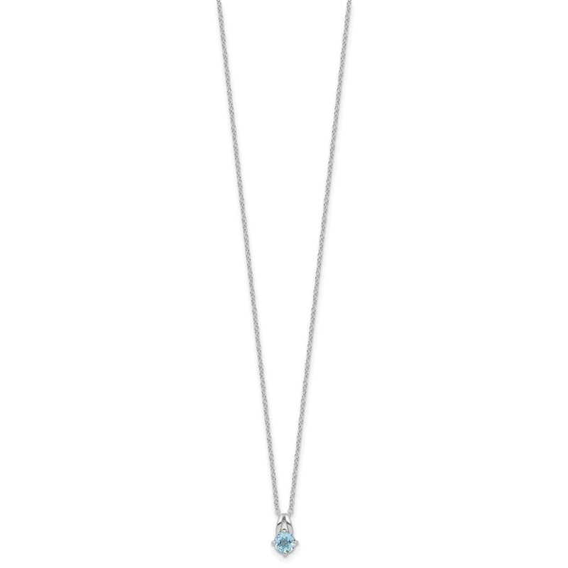 Sterling Silver Rhodium-Plated .59BT Blue Topaz 16in w/2in Ext Necklace